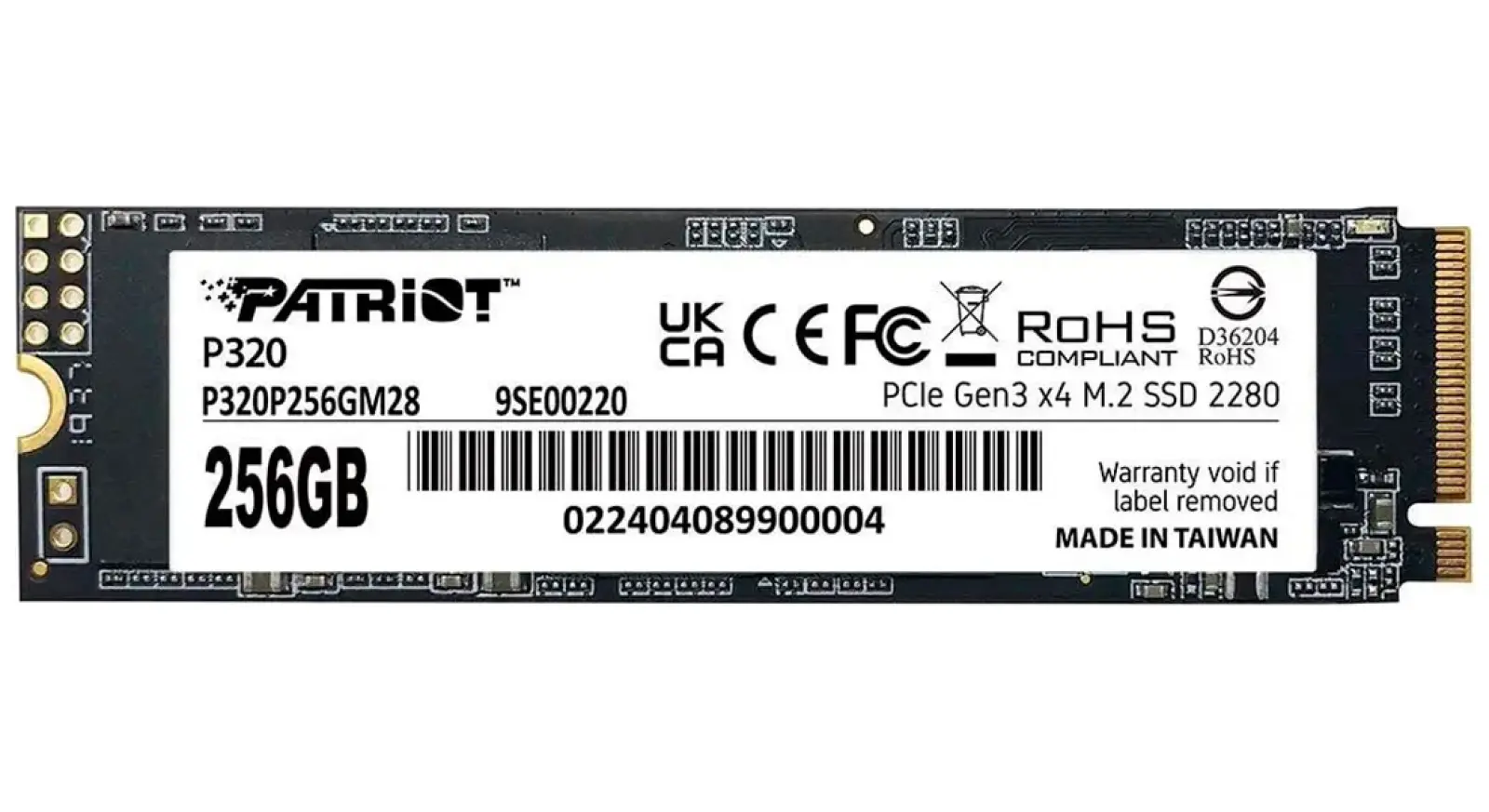 SSD накопитель Patriot Memory M.2 256GB P320 (P320P256GM28)