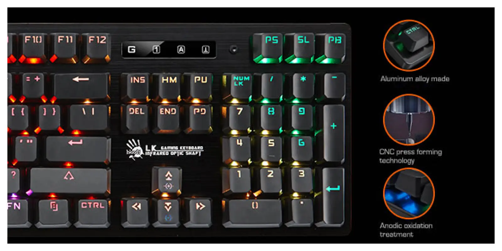 Клавиатура игровая проводная A4Tech Bloody B820R Red Switch черный