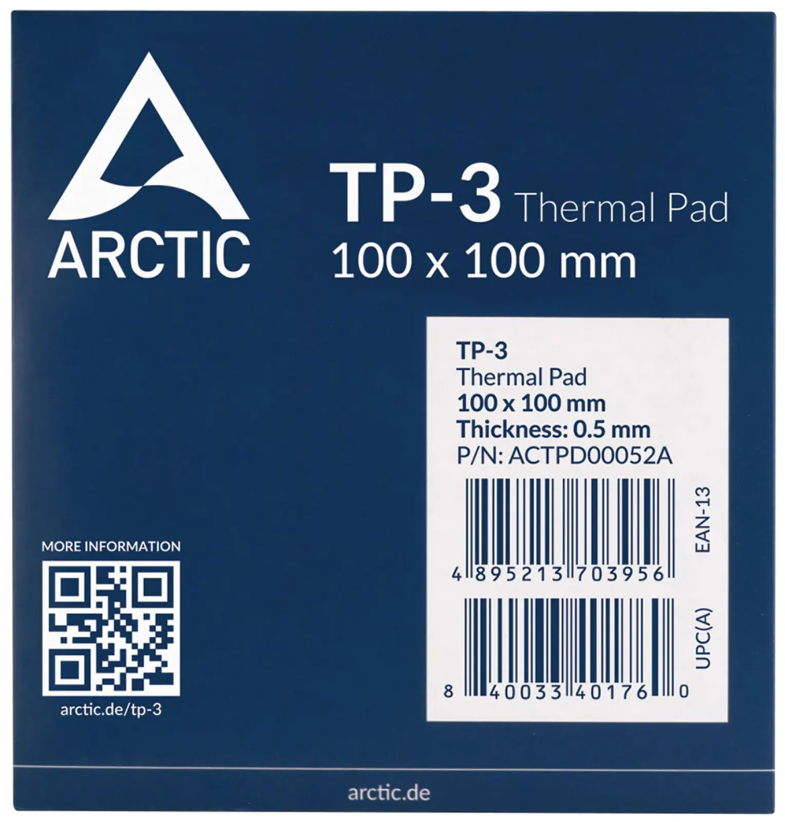 Термопрокладка Arctic Thermal pad 100x100mm 0.5mm TP-3 (ACTPD00052A)