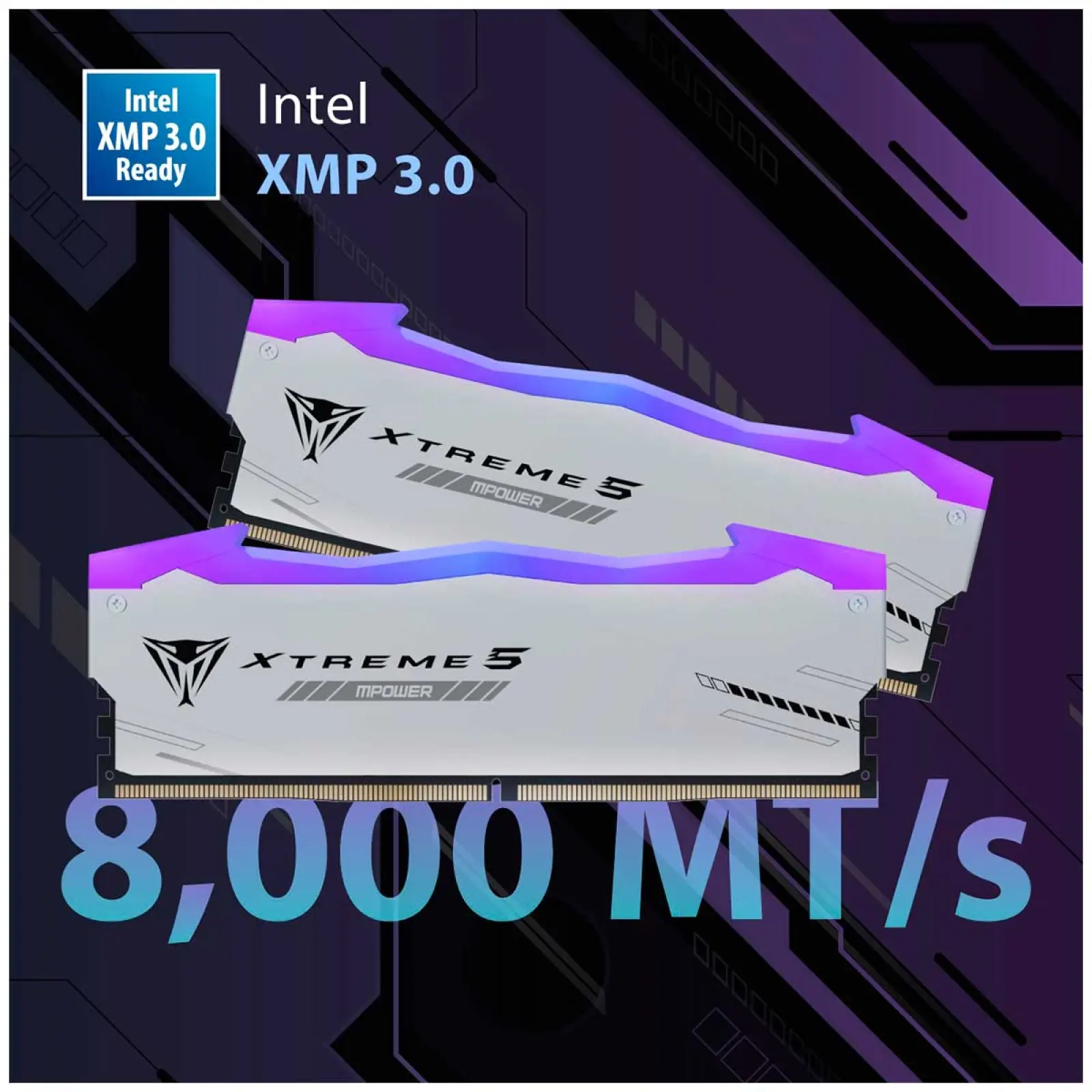 Оперативная память Patriot Memory DDR5 48Gb (2x24Gb) 8000Mhz XTREME 5 RGB MPOWER (PVXR548G80C38KM)