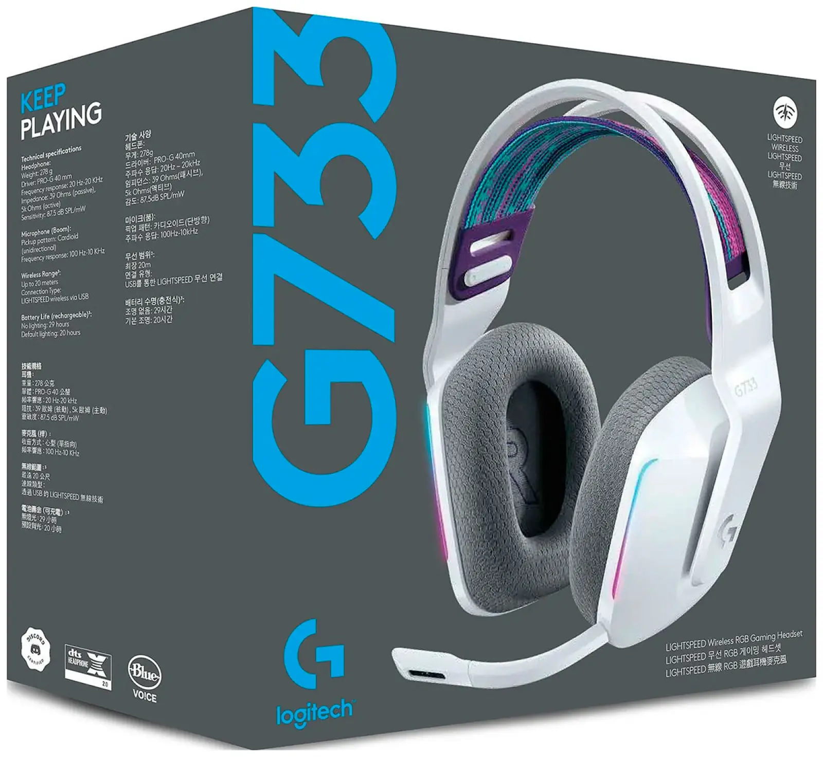 Игровые наушники Logitech G733 LIGHTSPEED белый G733w