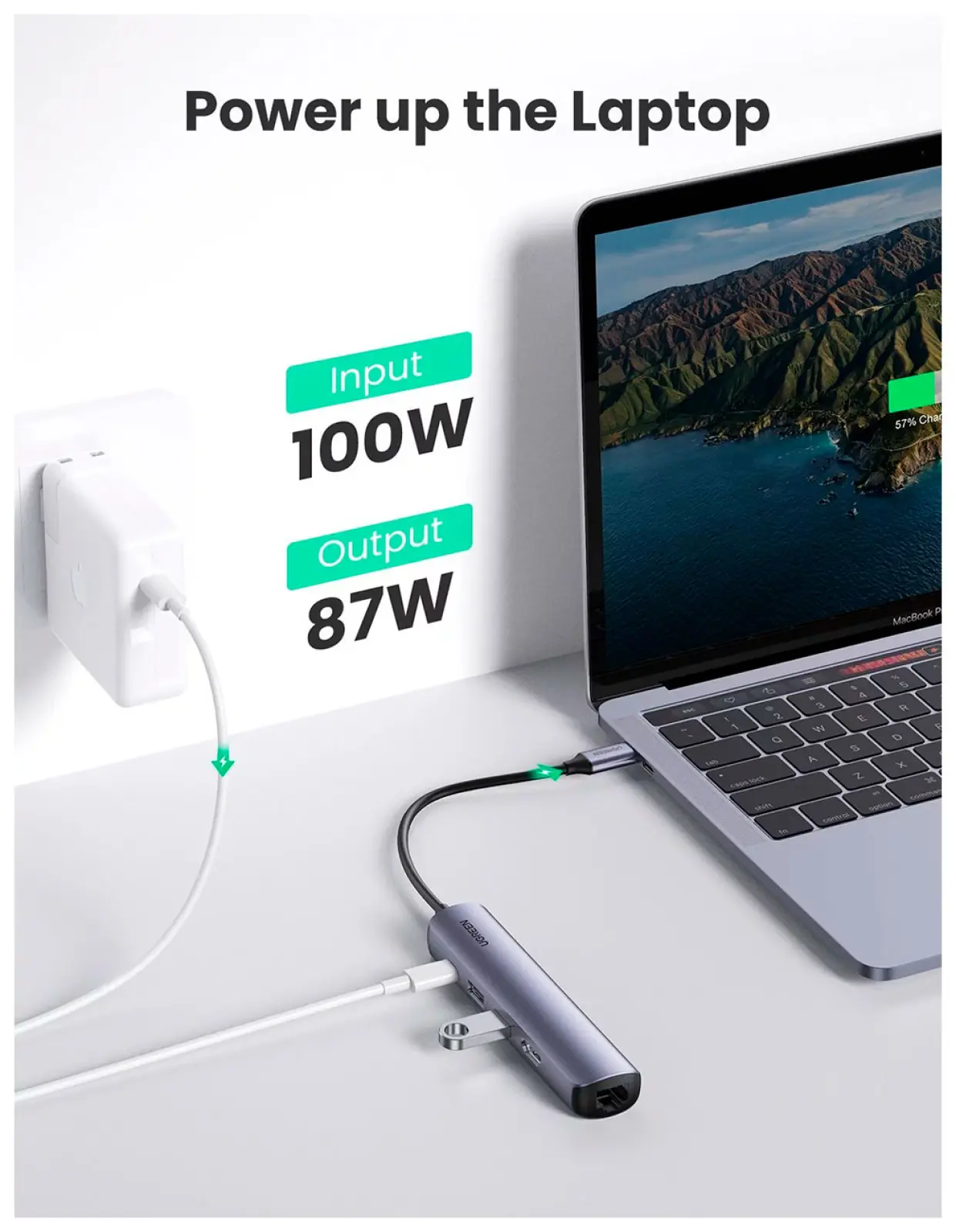USB-концентратор 5 в 1 (хаб) Ugreen 2 x USB 3.0, HDMI, RJ45, PD (10919)