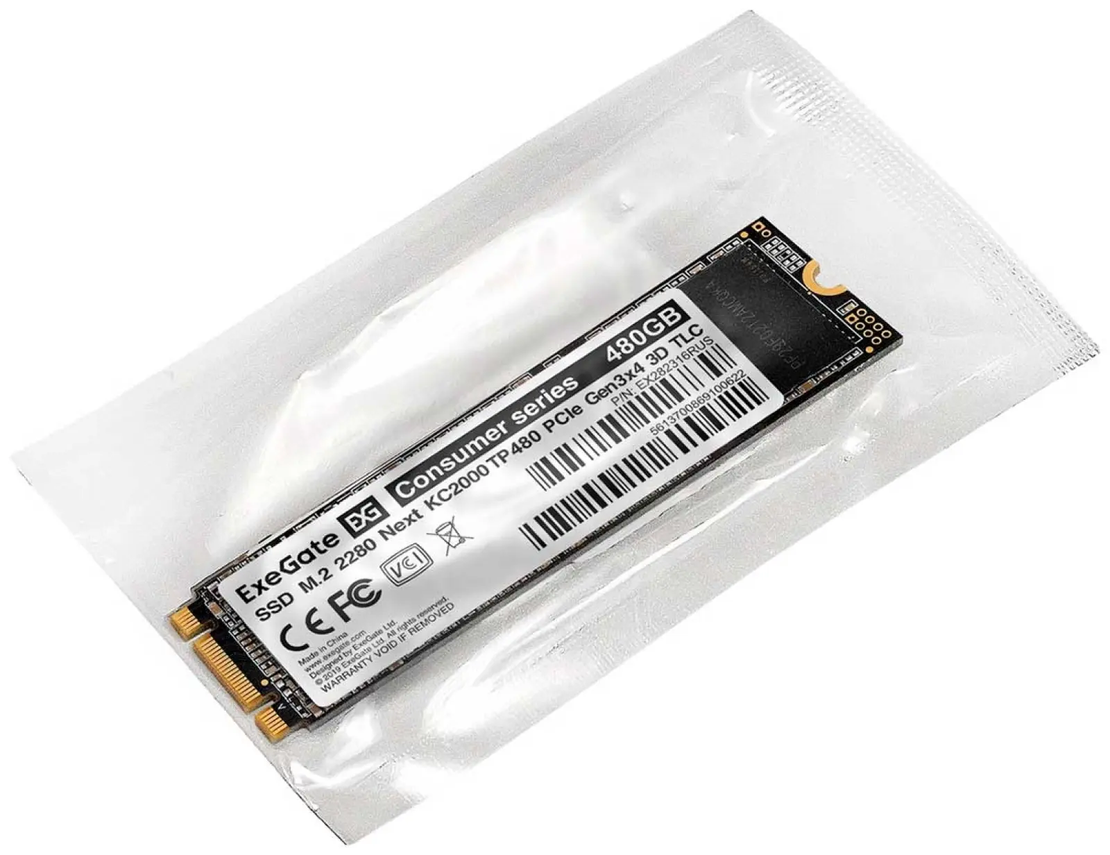SSD накопитель ExeGate M.2 2280 480GB Next KC2000TP480 PCIe (EX282316RUS)