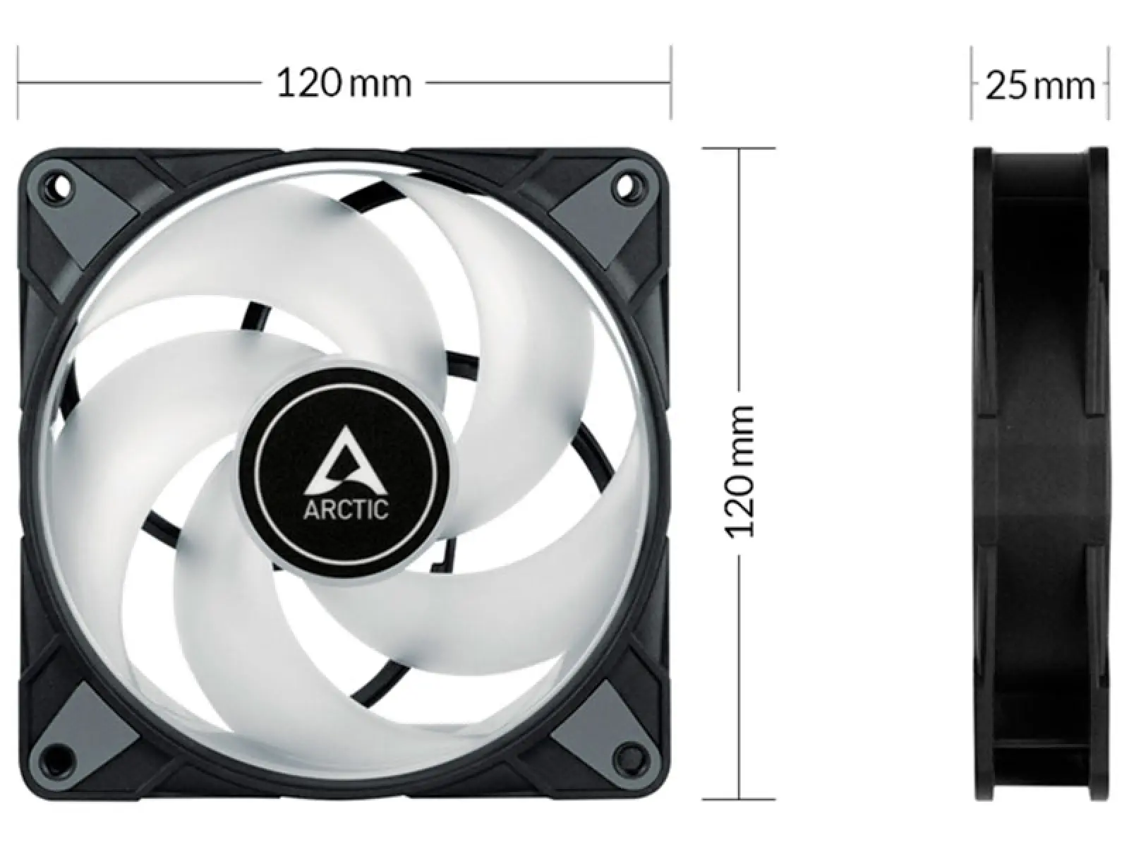 Вентилятор для корпуса Arctic P12 PWM PST A-RGB 0dB Black (ACFAN00231A)