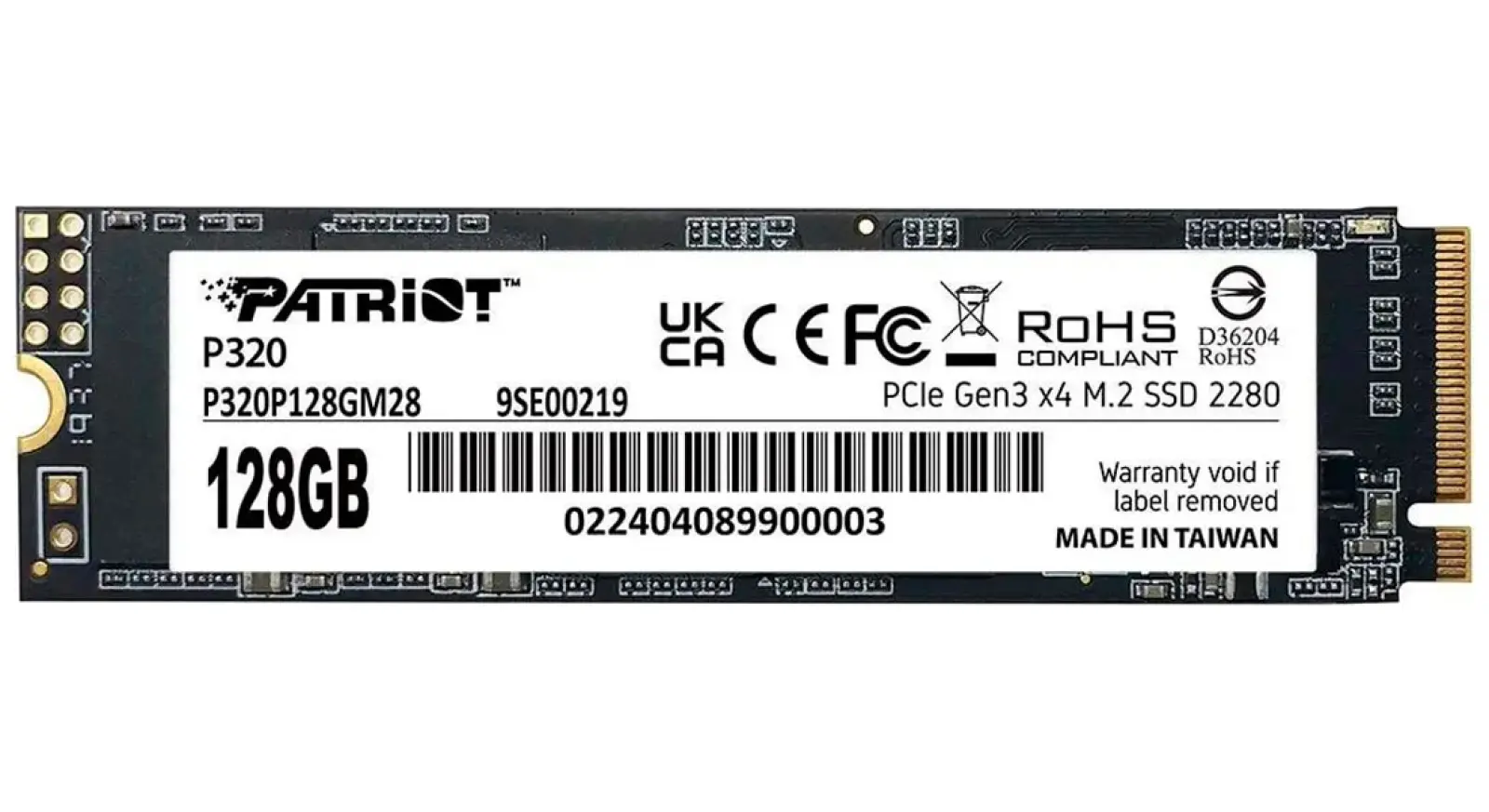 SSD накопитель Patriot Memory M.2 128GB P320 (P320P128GM28)