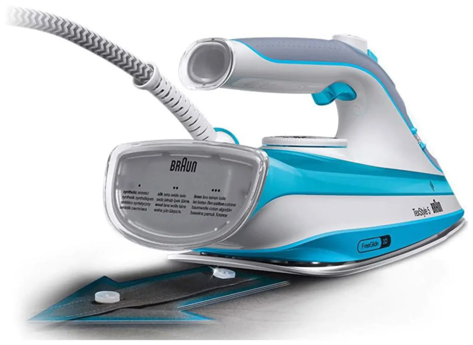Утюг Braun 12750000-SI5006BL SI, паровой удар, очистка от накипи, голубой
