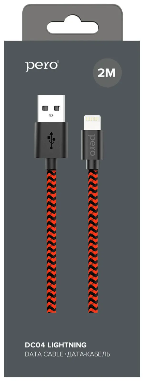 Дата-кабель Pero DC-04 8-pin Lightning 2А 2м Red-black