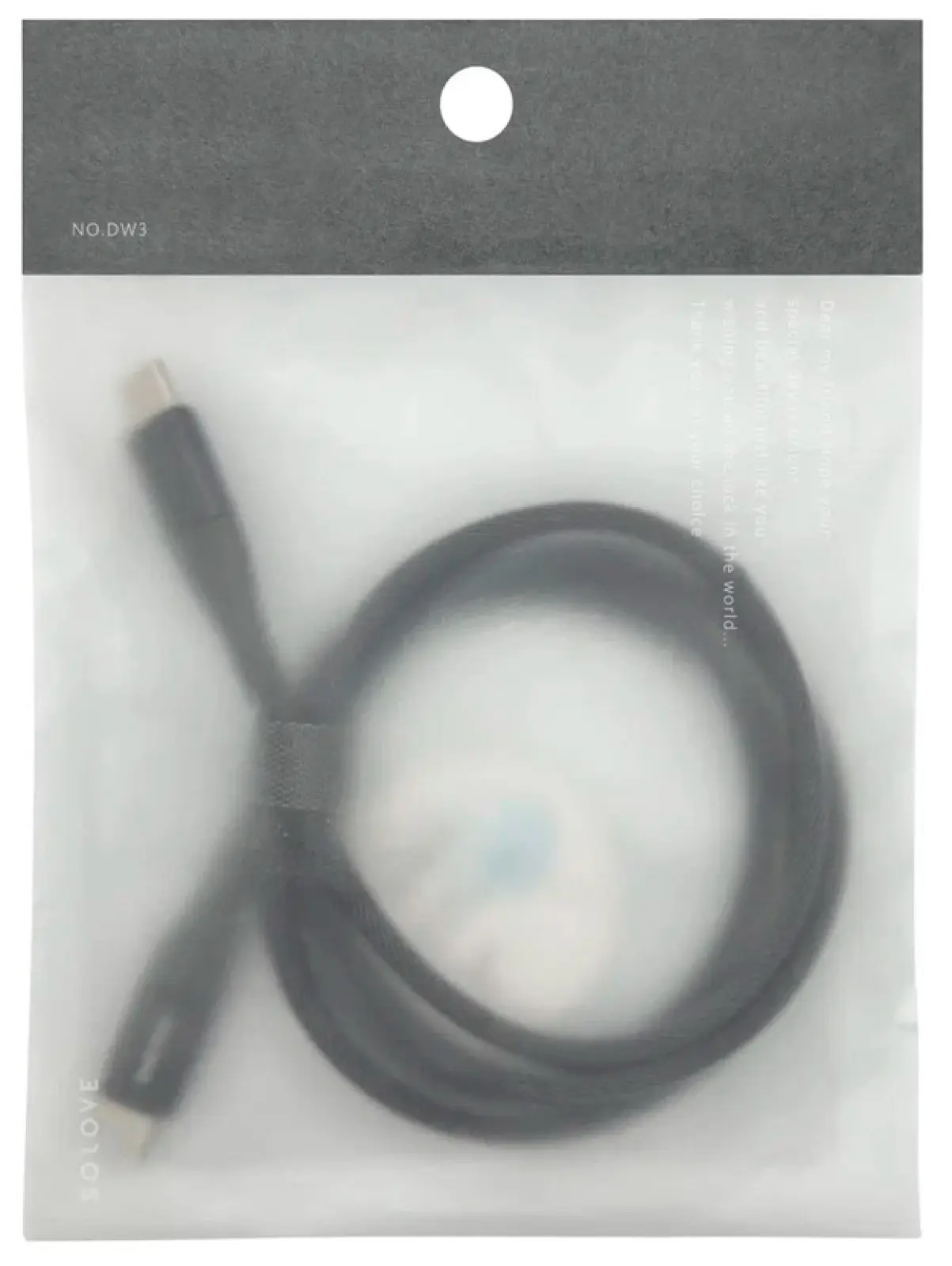 Кабель Solove Type-C/Type-C SOLOVE, 100 см, 65W, PD, 3А, нейлоновая оплетка, DW3 (RUS) техпак темно-серый