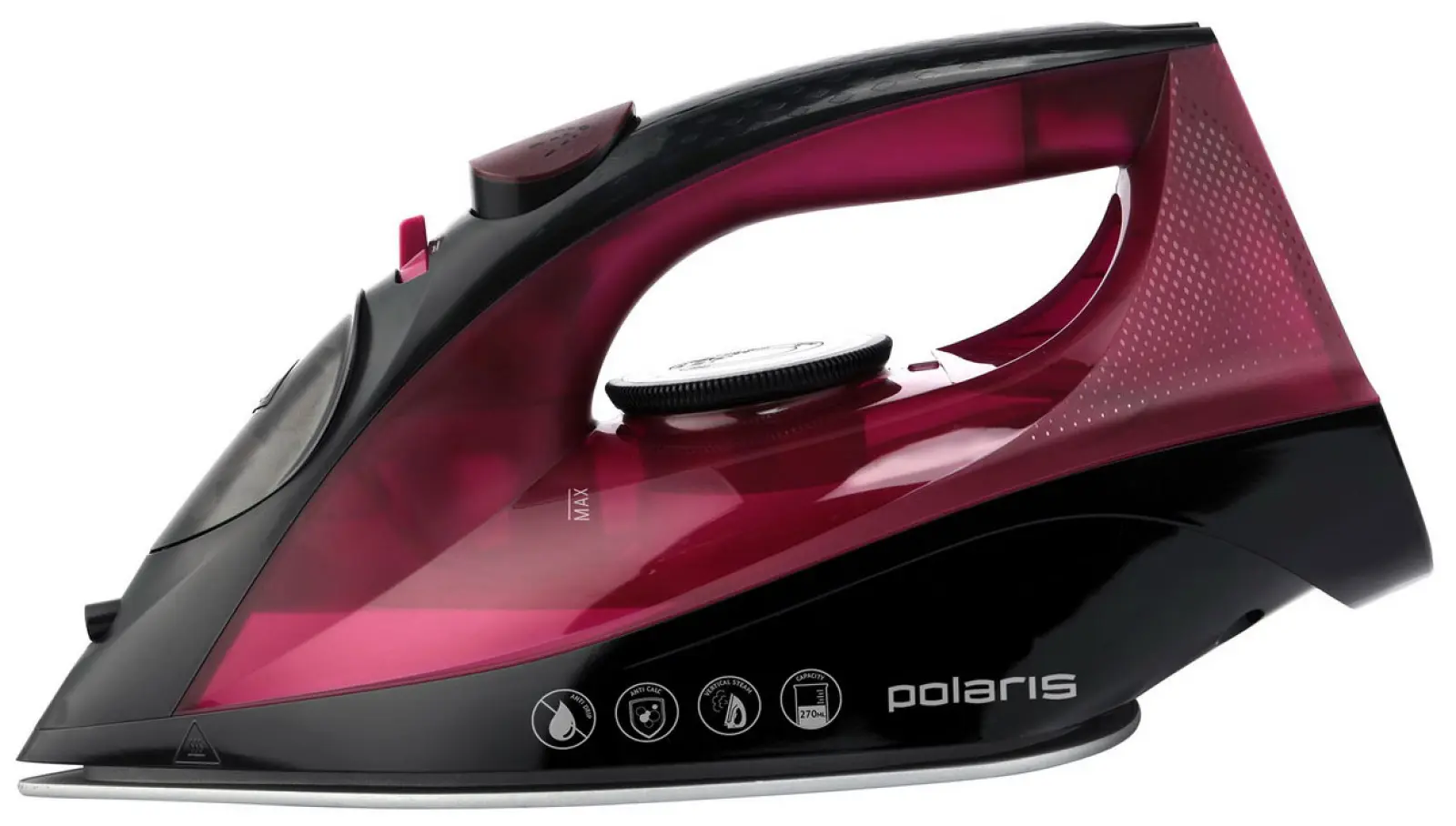 Утюг для одежды с отпаривателем  Polaris PIR 2430K Фуксия, вертикальное отпаривание