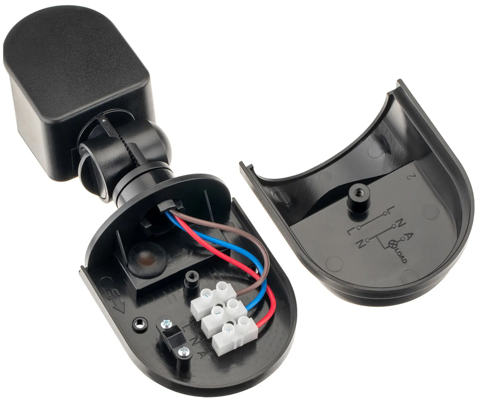 Датчик движения настенный Duwi DD-01, 180°, 10-420 с, 12 м, 1200 Вт, IP44, черный (25824 7)