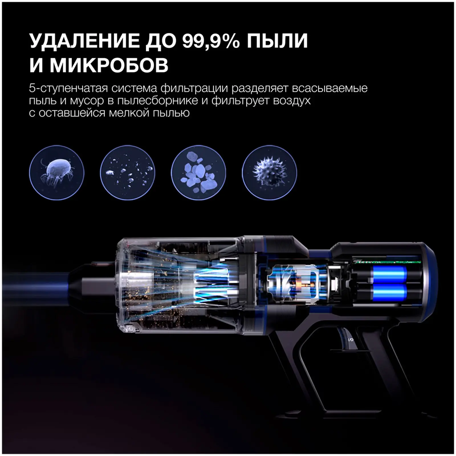 Пылесос ручной Hyundai HYV-S7970 (500 Вт серый/синий)