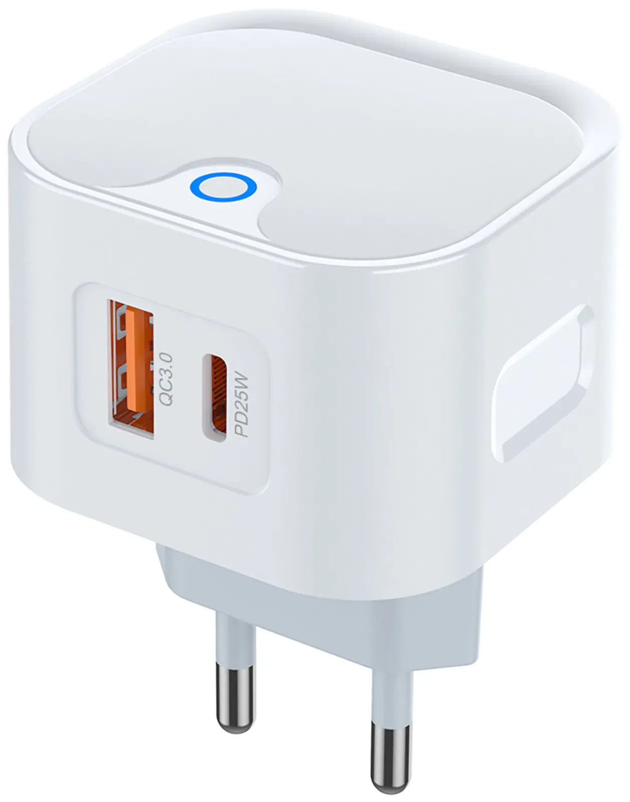 Сетевое зарядное устройство Pero TC21, USB-A + USB-C PD 25W, белый (ТС21W)