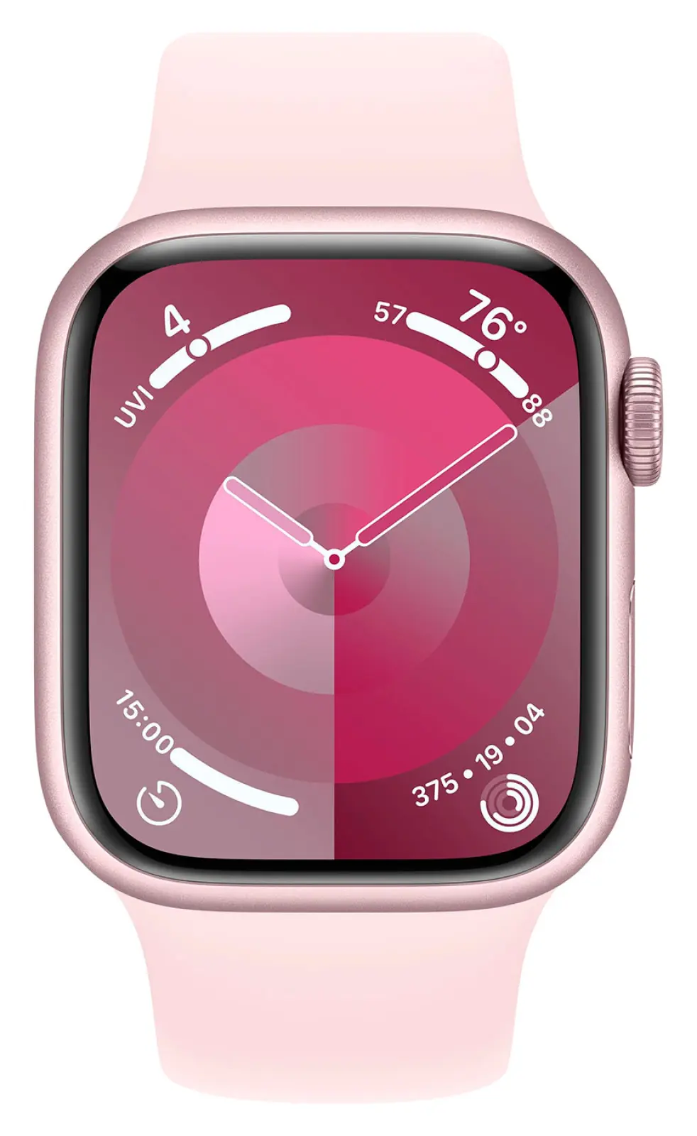 Часы Apple Watch Series 9, GPS, 45 mm, Pink Aluminium Case with Light Pink Sport Band, M/L, корпус розового цвета (MR9H3LL/A)