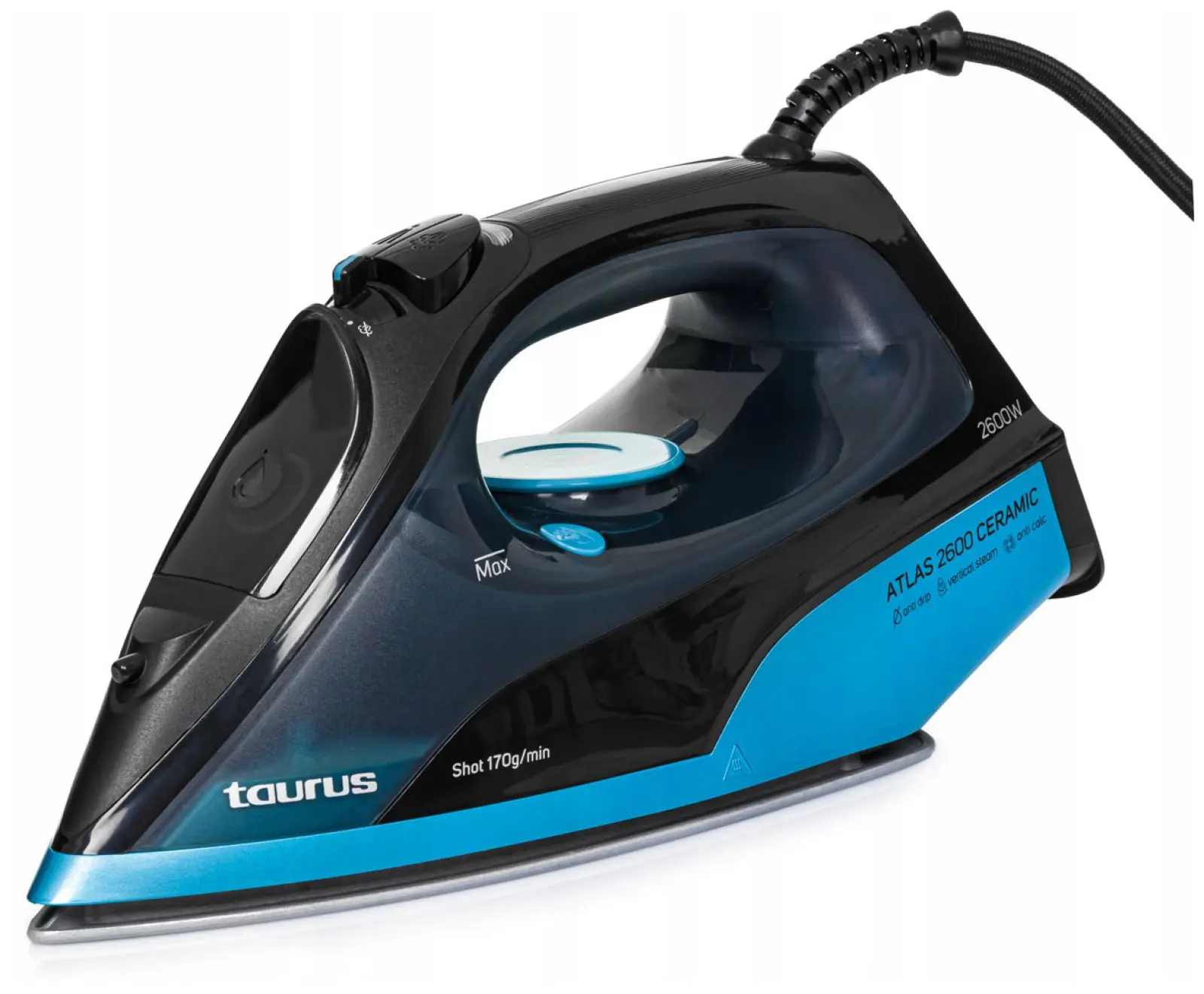 Утюг Taurus Atlas 2600, мощность 2600 Вт, керамическая подошва, черный