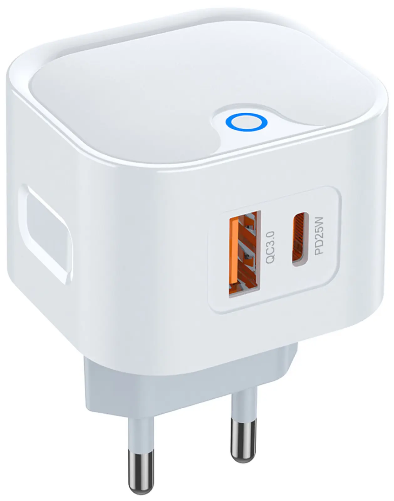 Сетевое зарядное устройство Pero TC21, USB-A + USB-C PD 25W, белый (ТС21W)