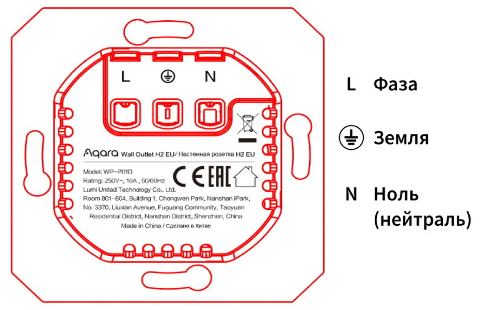 Умная розетка Aqara Wall Outlet H2 EU, белый (WP-P01D)