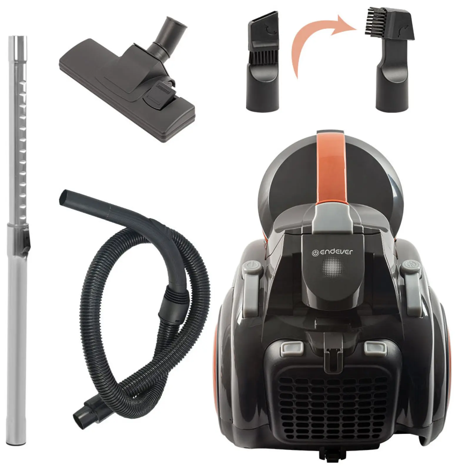 Пылесос напольный Endever SkyClean VC-65090348, оранжевый/серый