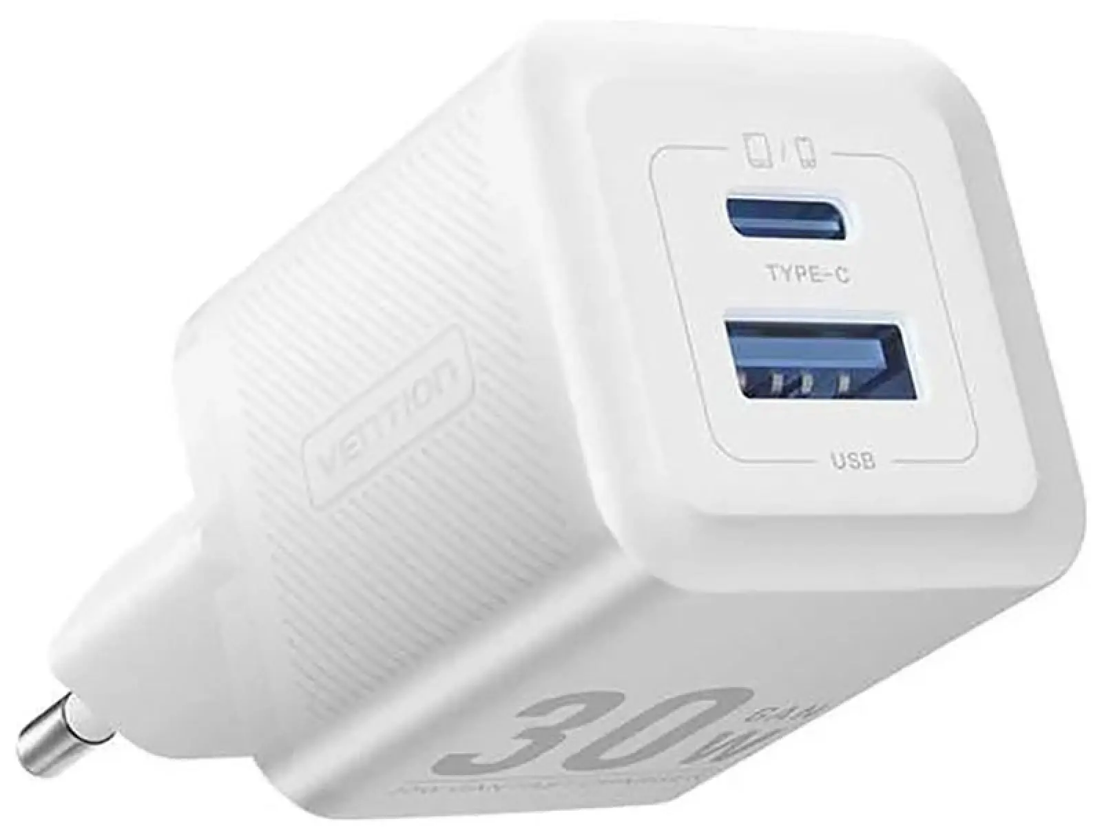 Сетевое зарядное устройство Vention на 2 порт USB С+A, GaN, 30W, белый (FEQW0-EU)