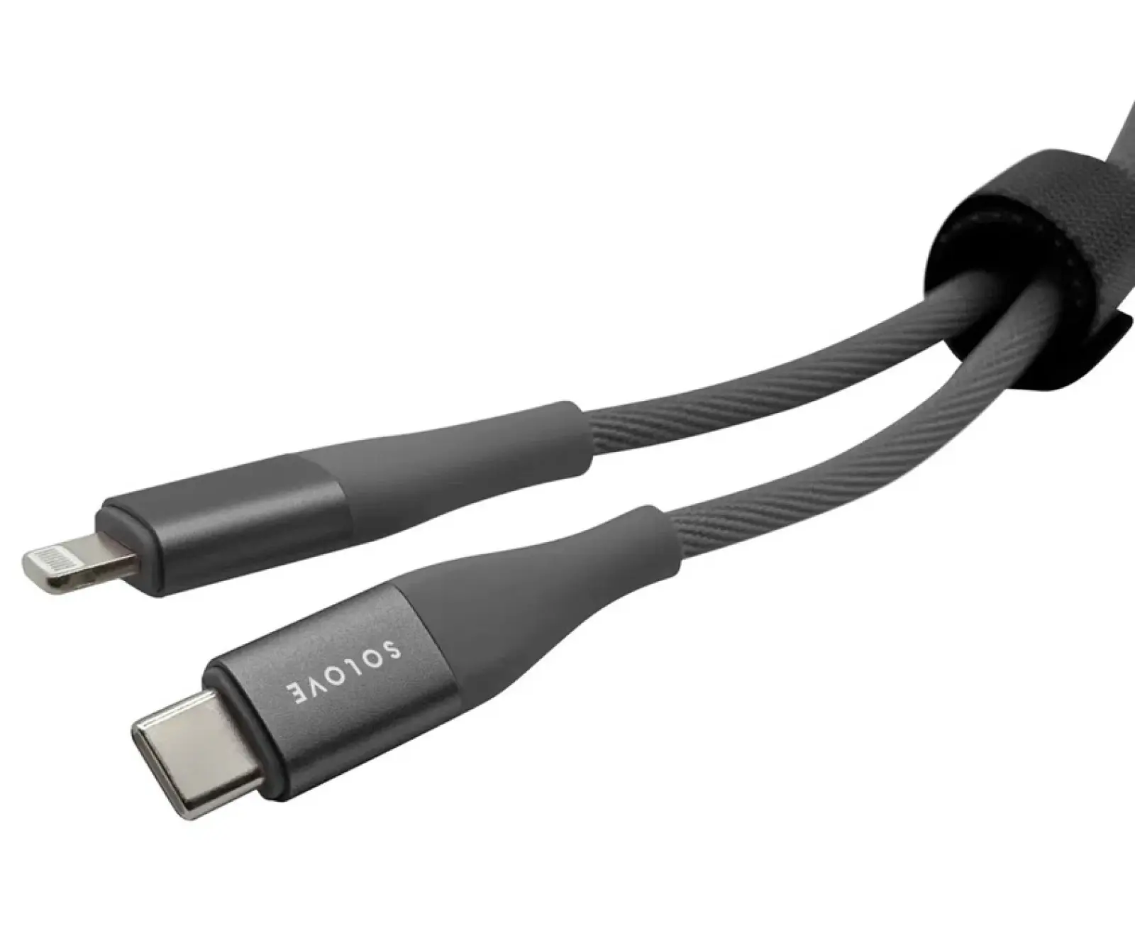 Кабель Solove Type-C/Type-C SOLOVE, 100 см, 65W, PD, 3А, нейлоновая оплетка, DW3 (RUS) техпак темно-серый