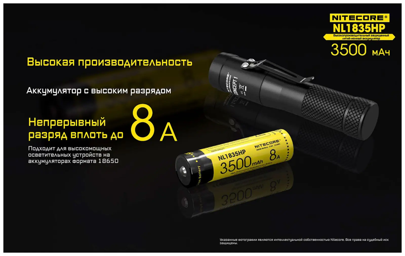 Аккумулятор Nitecore NL1835HP 18650 3.6v 3500mA