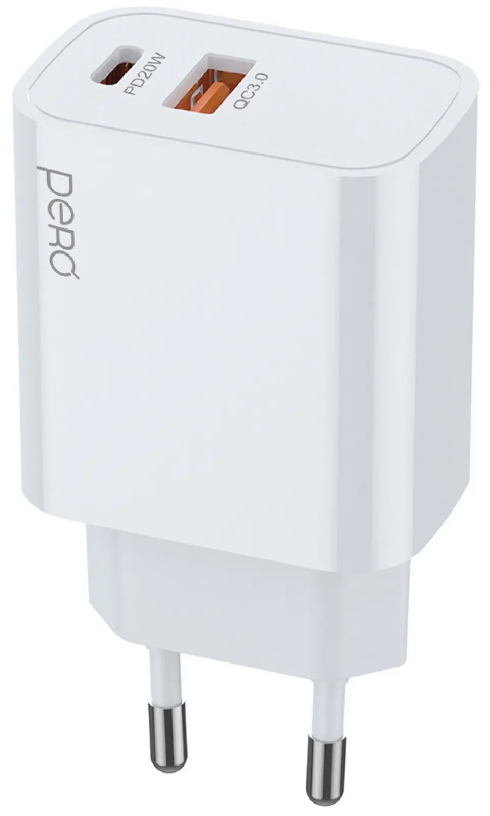 Зарядное устройство Pero TC24 USB-A + USB-C PD 20W белый (TC24W)