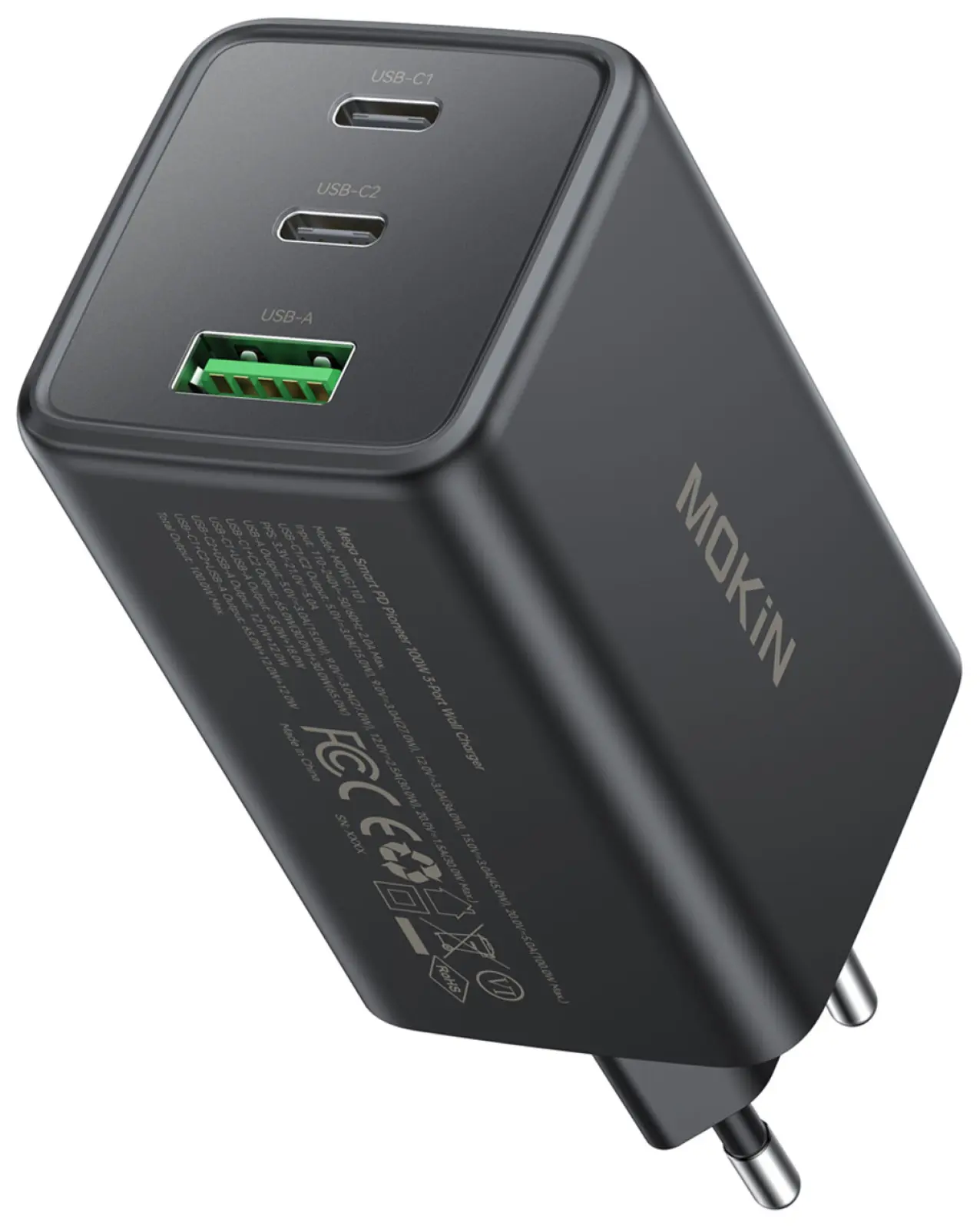 Адаптер питания Mokin MOWG1101, Type C x 2, USB A, Black