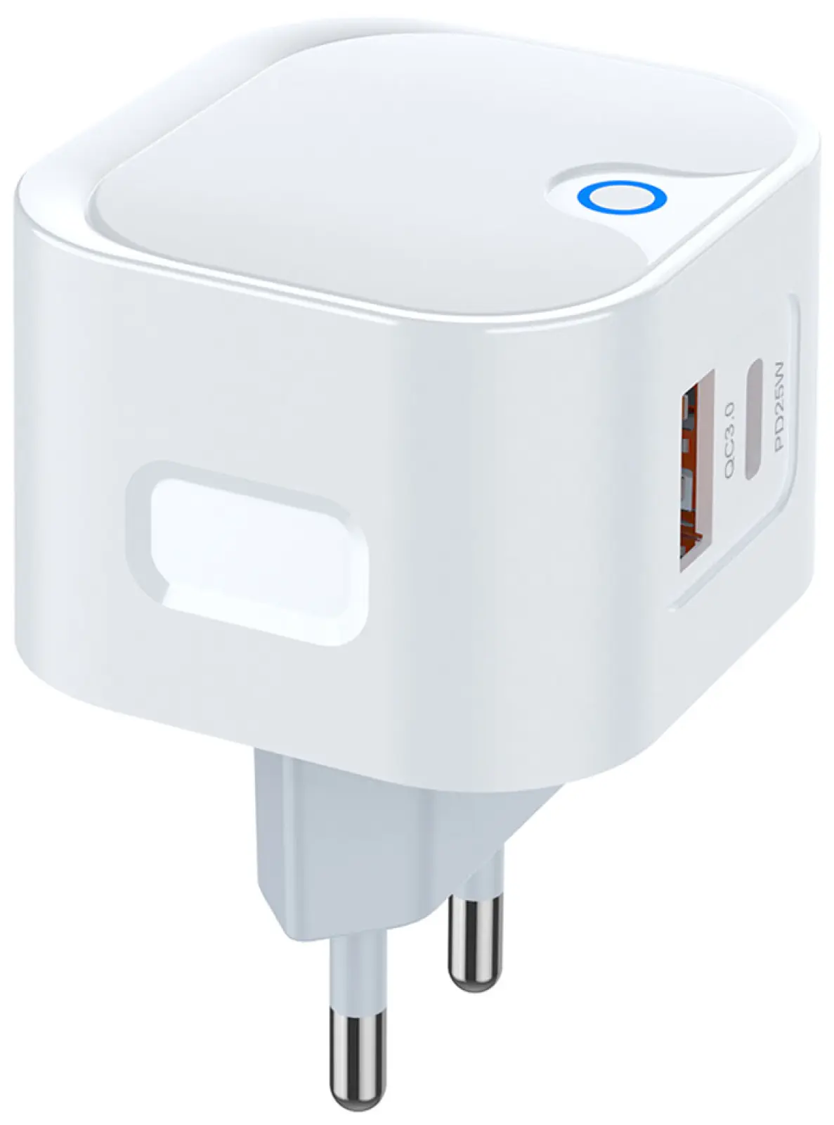 Сетевое зарядное устройство Pero TC21, USB-A + USB-C PD 25W, белый (ТС21W)