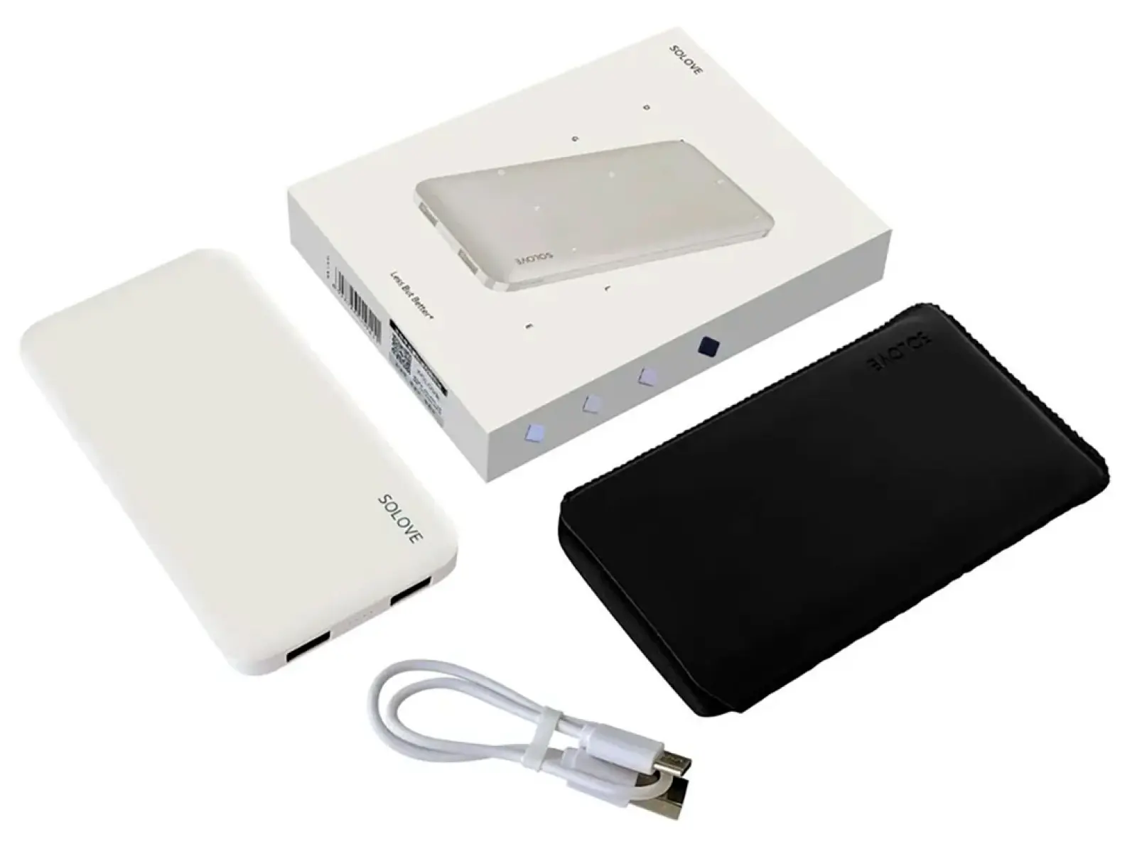 Внешний аккумулятор Solove Power Bank 10000 mAh, Type-C с 2 x USB выходом, кожаный чехол (001M+ White RUS) русская версия, белый