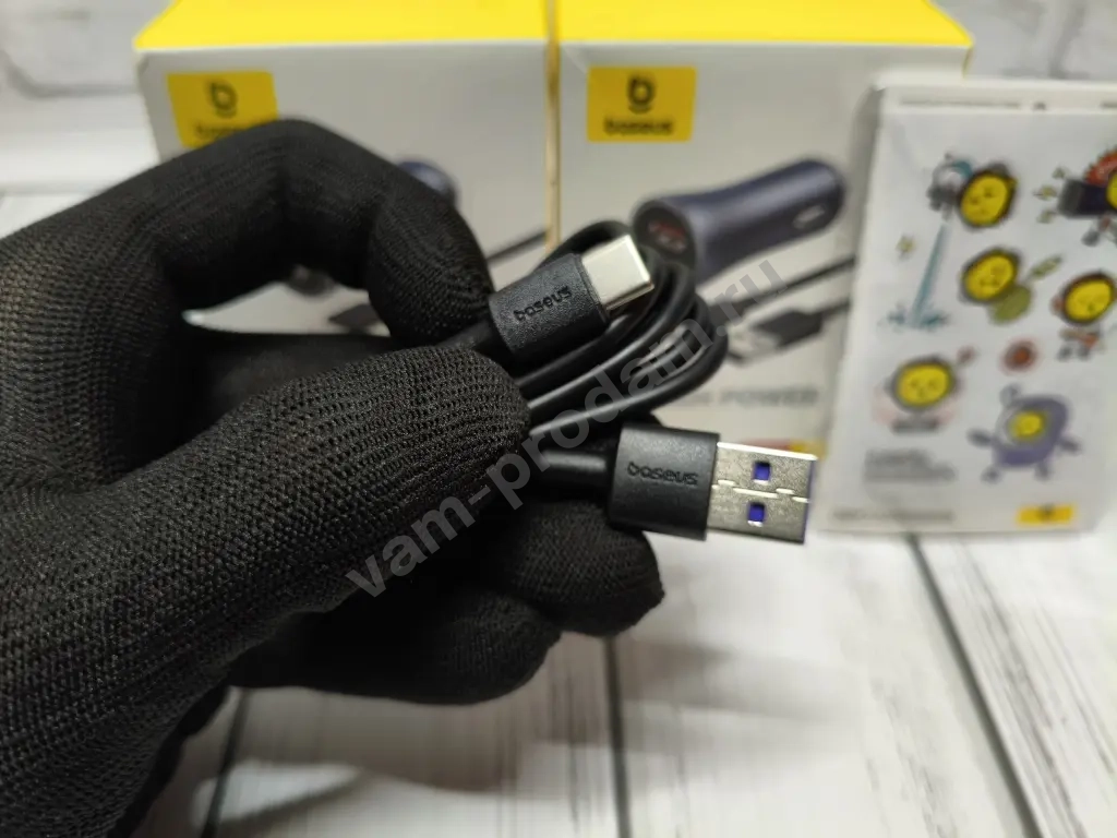 Быстрая Автомобильная Зарядка Baseus 40W с Кабелем
