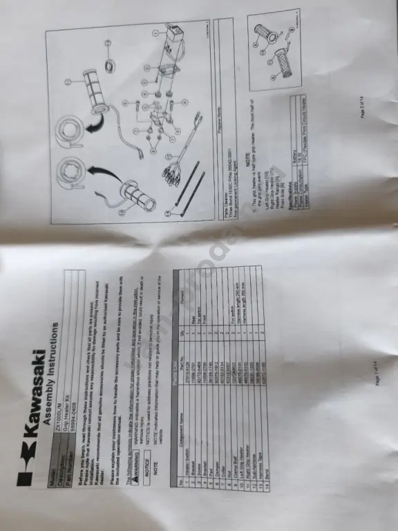 Подогрев ручек Kawasaki Z1000SX оригинал