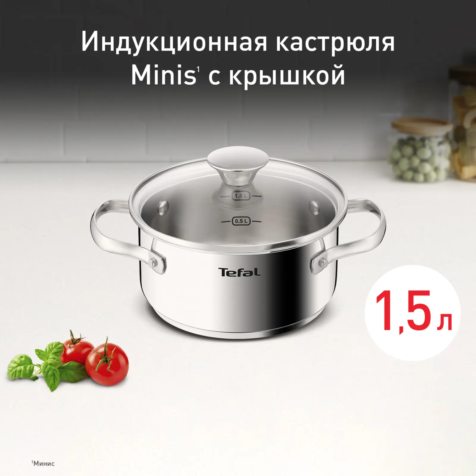 Minis 16 см со стеклянной крышкой H8744255, 1.5 л