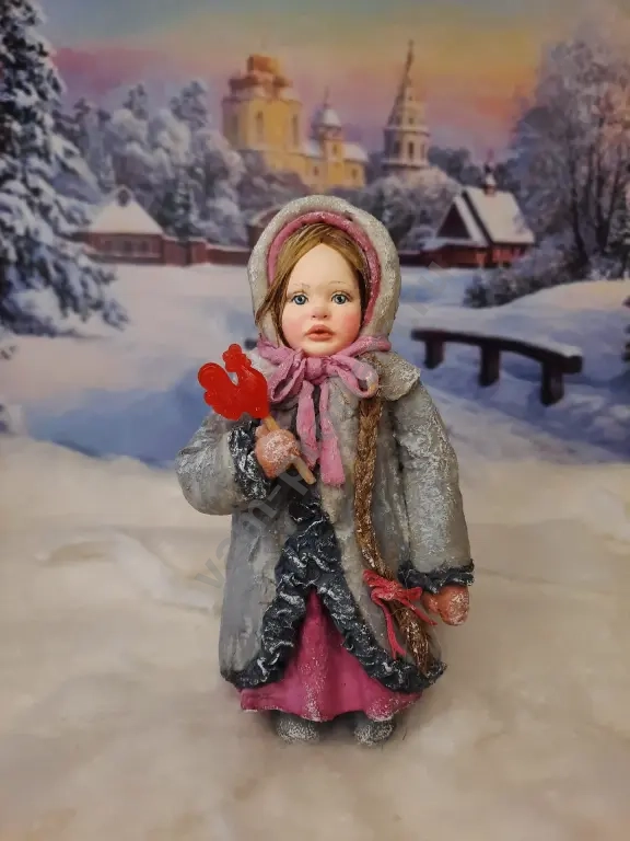Ватная игрушка девочка с леденцом