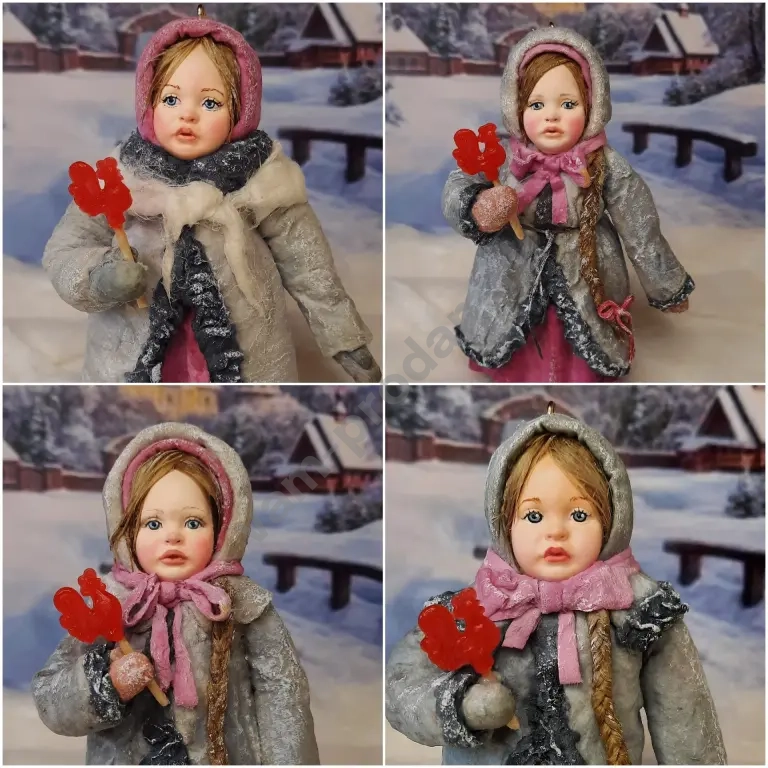 Ватная игрушка девочка с леденцом