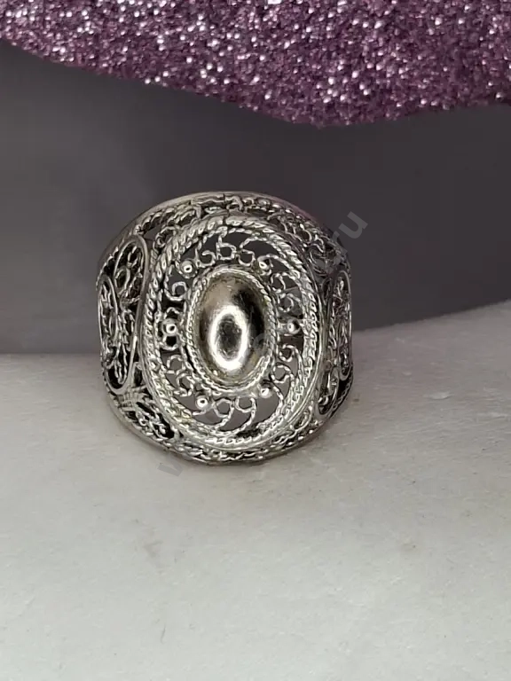 Серебряное кольцо Ажурная чалмафилигрань,скань 925 проба