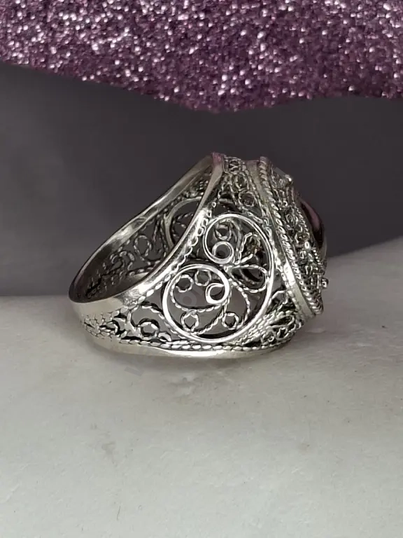 Серебряное кольцо Ажурная чалмафилигрань,скань 925 проба