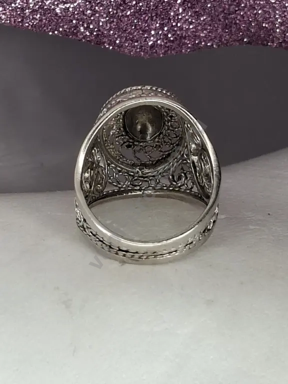 Серебряное кольцо Ажурная чалмафилигрань,скань 925 проба
