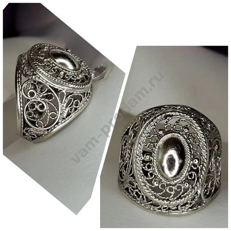 Серебряное кольцо Ажурная чалмафилигрань,скань 925 проба
