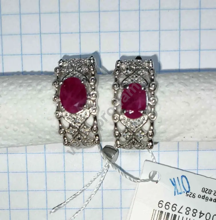 Серьги Фианит Рубин серебро 925 новые