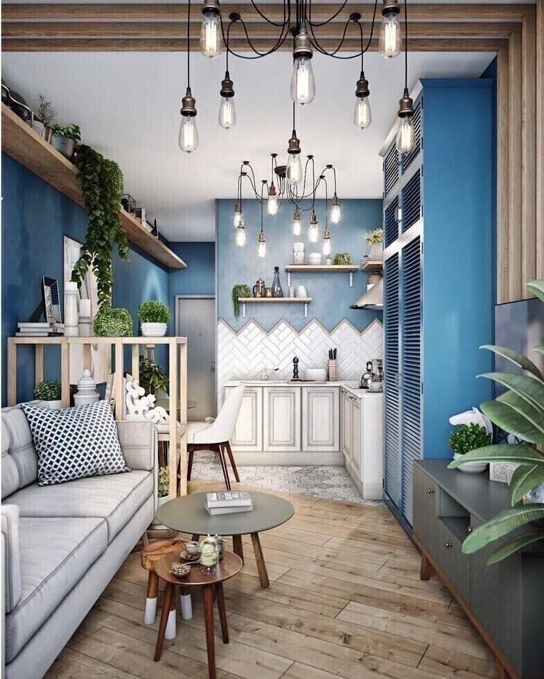 Синий цвет в интерьере 💙