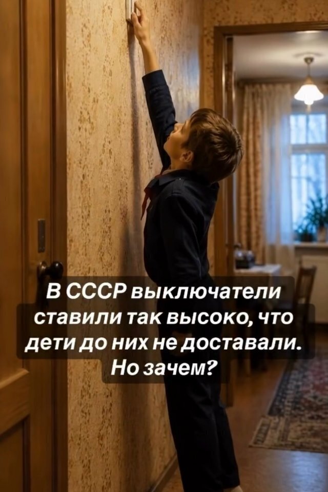 В СССР выключатели часто устанавливали на высоте около полутора метров от пола.
…