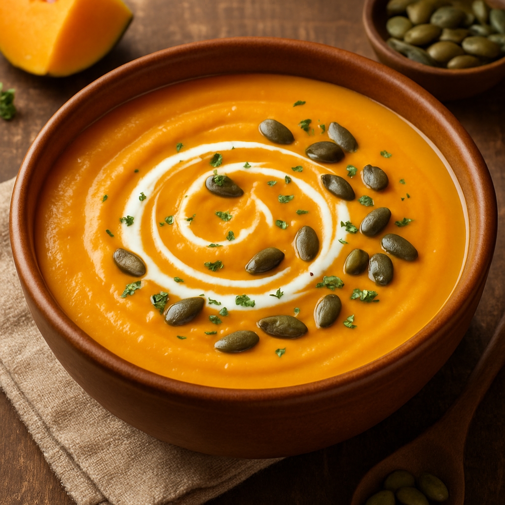 🎃 Тыквенный крем-суп с нежным вкусом 🍲
 
Ингредиенты (на 4 порции): 
-500 г ты…