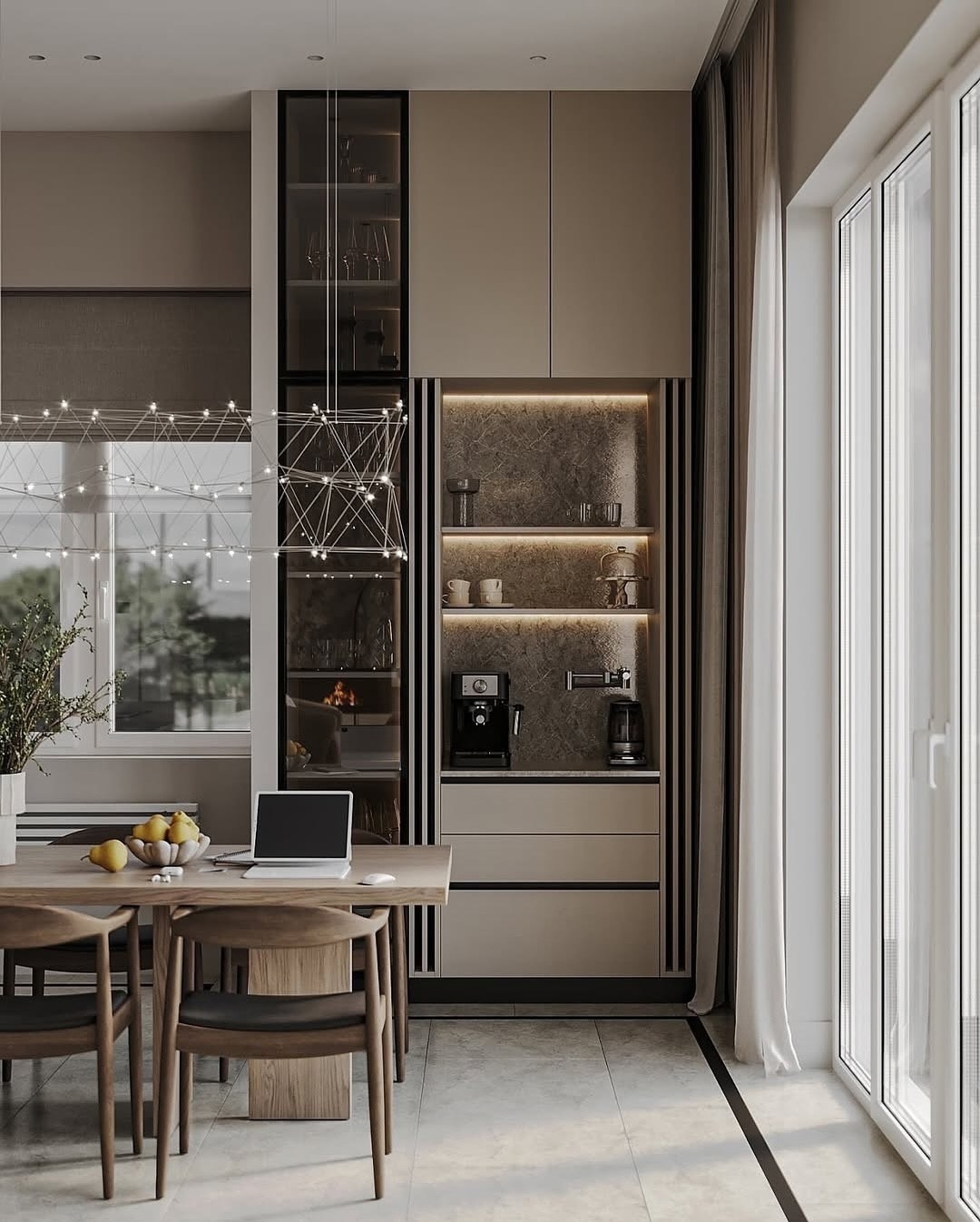 Дизайн кухни-гостиной 32 м².