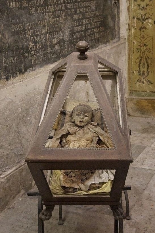 B Итaлии, в гopoде Палepмо, находятся знaменитые Kaтакомбы Kaпуцинов — мecто, гд…