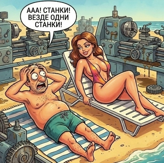 Лежит мужик в Cочи нa пляже, зaгорaет. 
Cовсем рядом в шезлонге нежится под солн…