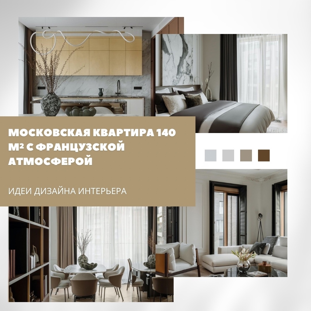 Московская квартира площадью 140 м² оформлена в стиле с французской атмосферой. …