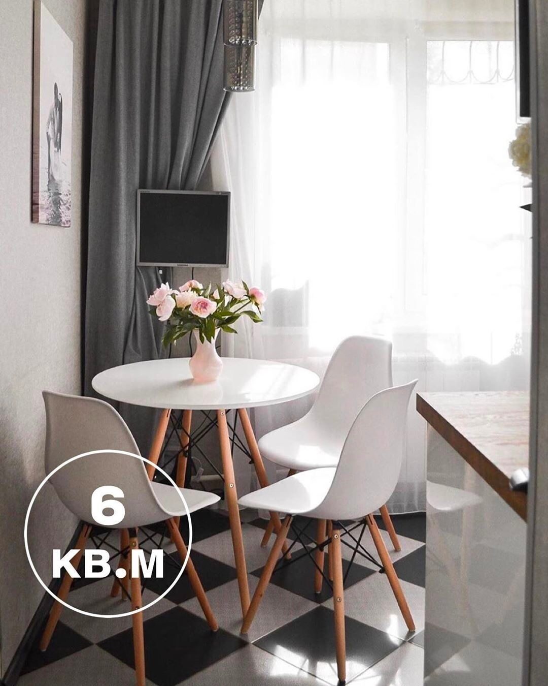 Маленькая, уютная кухня 6 кв.м. в скандинавском стиле