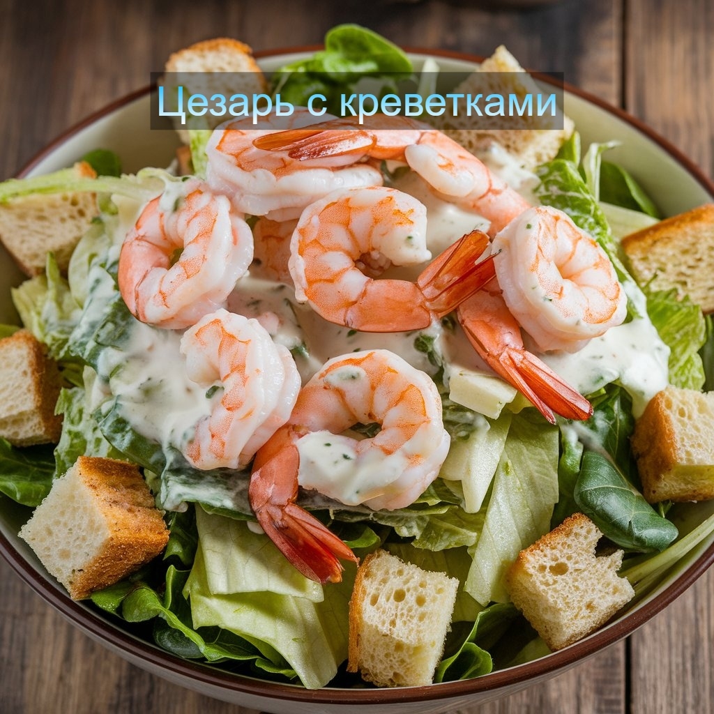 🍤 Салат «Цезарь» с креветками 
Изысканный, сытный и очень вкусный вариант любим…