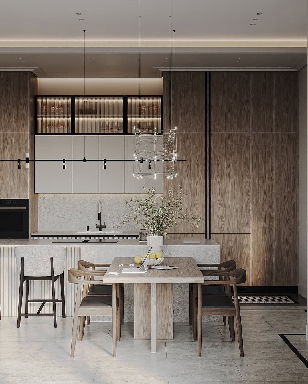 Дизайн кухни-гостиной 32 м².