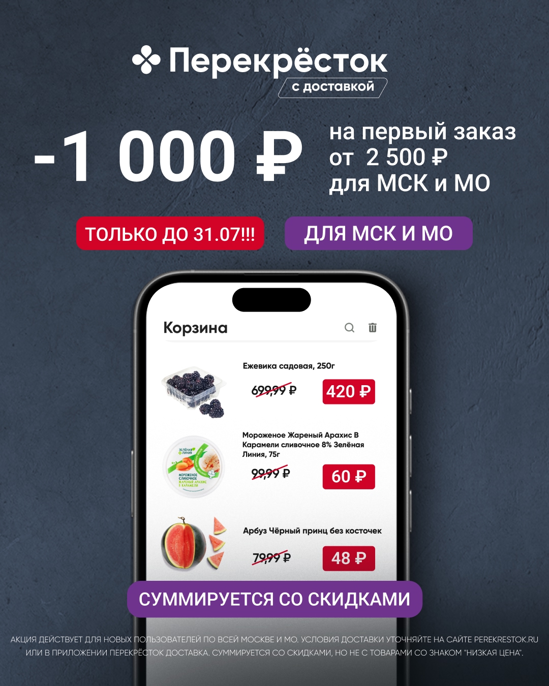 СУММИРУЮЩИЙСЯ промокод в Перекрёсток Доставка! 
только с 29 по 31 июля! 
 
Перех…