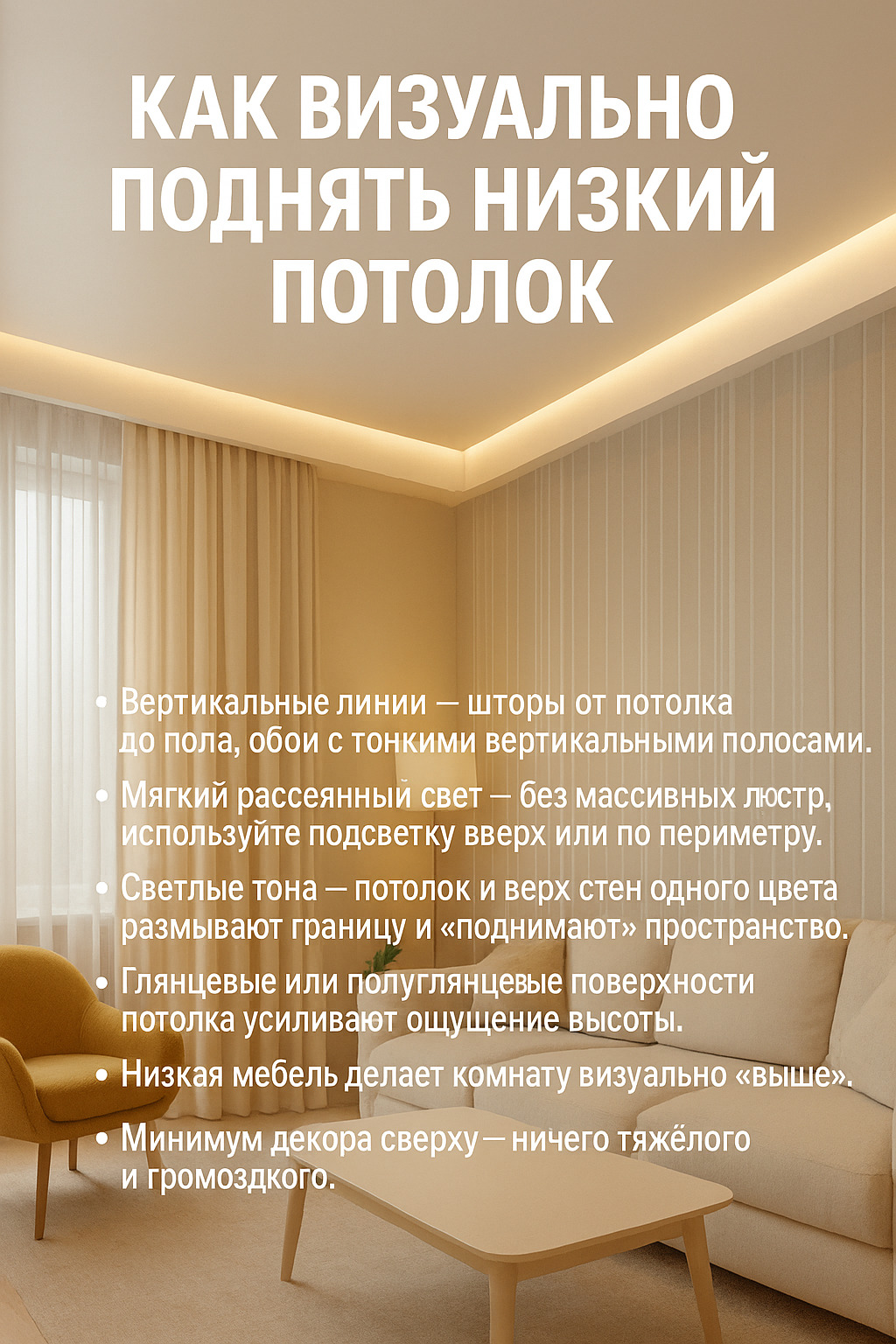 ---
Потолок выше, чем кажется: визуальные приёмы, которые заставят комнату дышат…